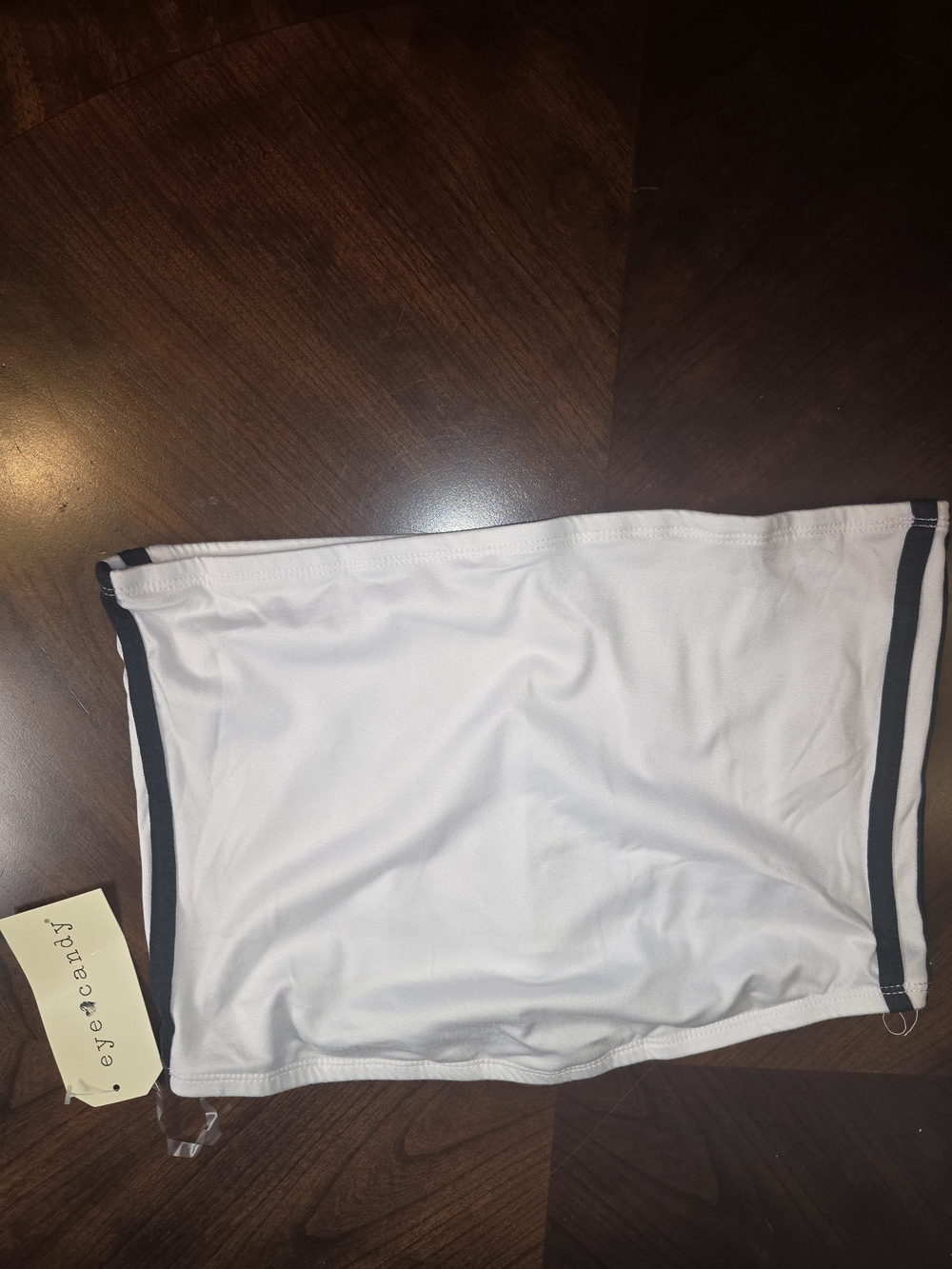 Eye Candy White Tube Top with Black Side Stripes